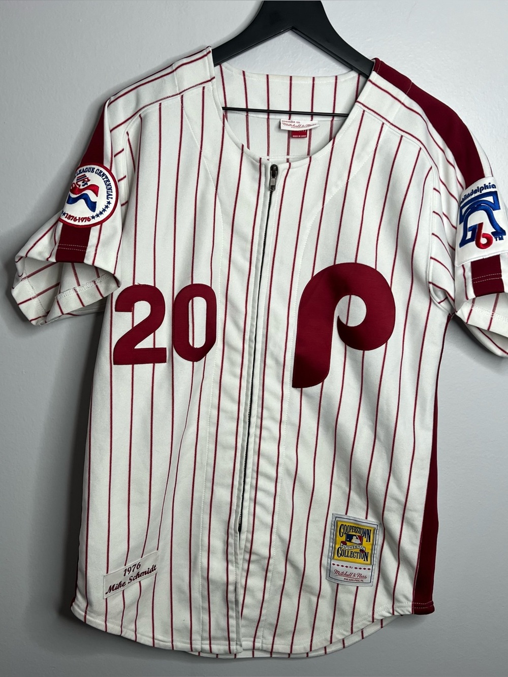 Philadelphia Phillies Mike Schmidt Jersey Mens Medium Pinstripe Mitchell & Ness